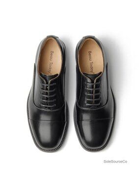 Genuine Leather Oxfords Lace-Up Cap Toe Dress Shoes Comfortable Formal Business